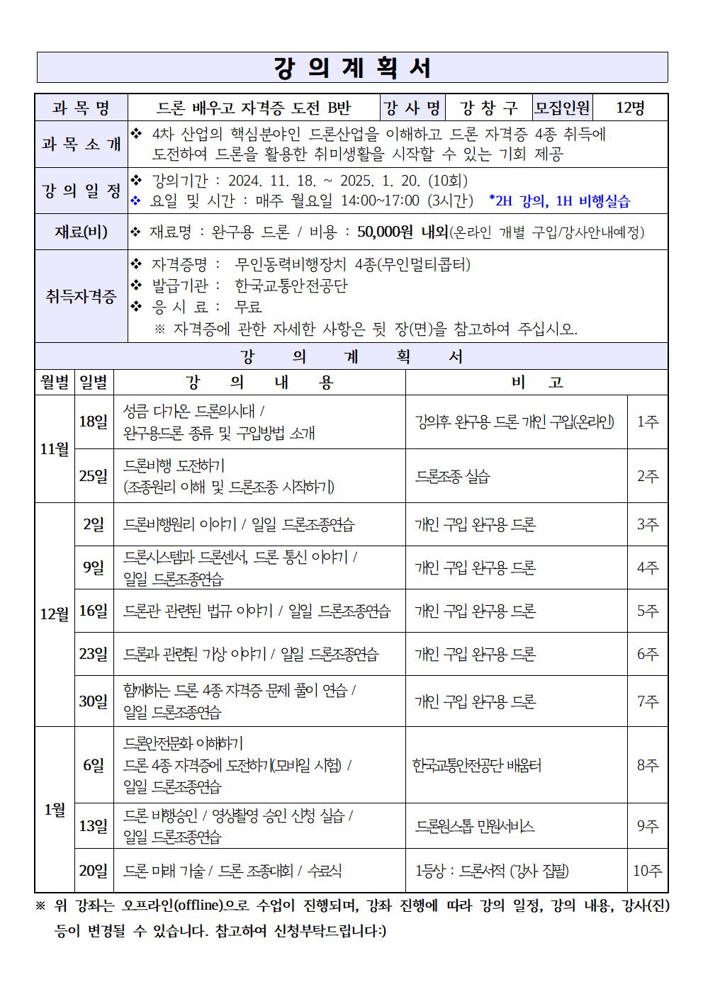 [경기] 드론 배우고 자격증 도전 B반